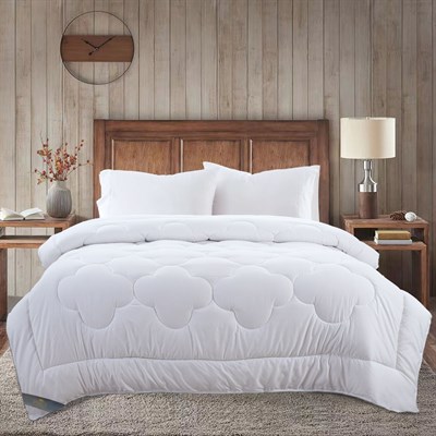 İpekçe Ultra Embos Microfiber Çift Kişilik Yorgan 195x215 cm - Beyaz Biyeli Mikrojelli Elyaflı Lüks Yorgan