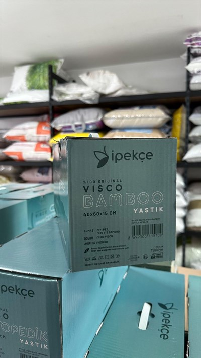 İpekçe Visco Bamboo Yastık 40x60+15 cm - Doğal Bambu Lifli Terletmez Ortopedik Visco Yastık