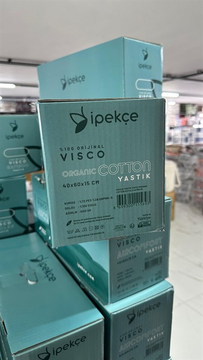 İpekçe Visco Organic Cotton Yastık 40x60+15 cm - %100 Organik Pamuk Kılıflı Boyun Destekli Visco Yastık
