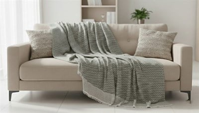 İpekçe Zigzag Desenli Koltuk Örtüsü 170x210 cm - Dekoratif Pamuklu Koltuk Örtüsü