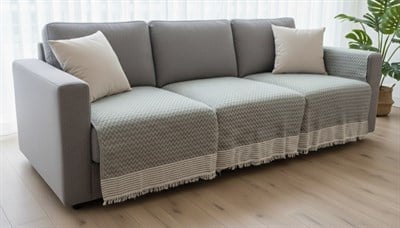 İpekçe Zigzag Desenli Koltuk Örtüsü 170x210 cm - Dekoratif Pamuklu Koltuk Örtüsü
