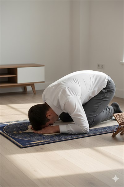 Lacivert Kaymaz Taban Seccade – Ortopedik, Çeyizlik ve Damat Bohçası İçin Hediyelik Namazlık