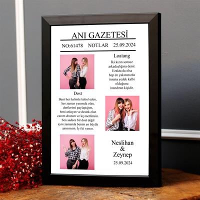 Arkadaşa Hediye Anı Gazetesi Tasarımlı Fotoğraflı Kolaj Çerçeve