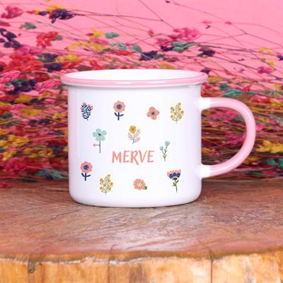 Çiçek Tasarımlı Kişiye Özel İsimli Star Kupa Bardak