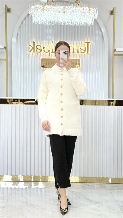 Angora Boncuklu Oversize Hırka 7701