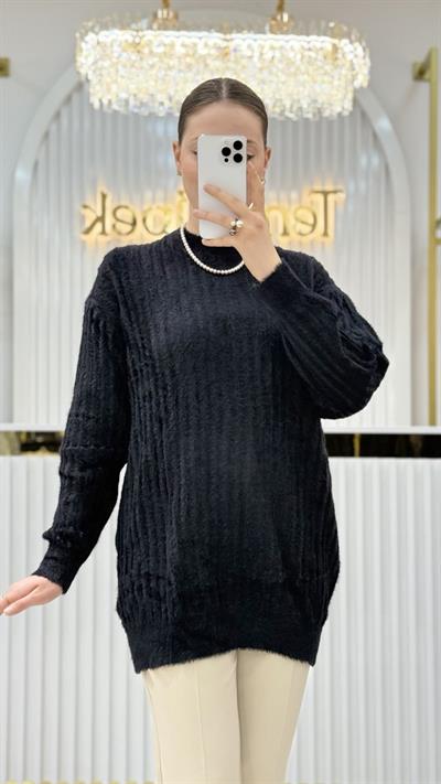 Angora Fitilli Bisiklet Yaka Tunik 140296