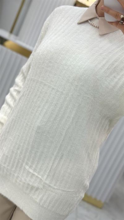 Angora Fitilli Bisiklet Yaka Tunik 140296