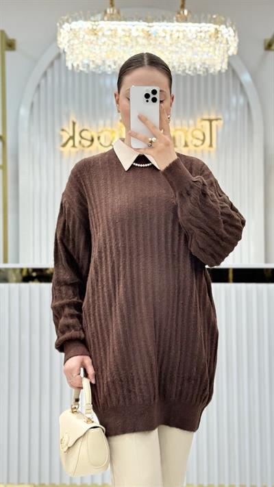 Angora Fitilli Bisiklet Yaka Tunik 140296