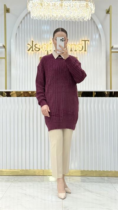 Angora Fitilli Bisiklet Yaka Tunik 140296