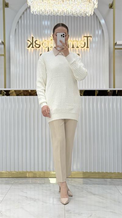 Angora Fitilli Bisiklet Yaka Tunik 140296