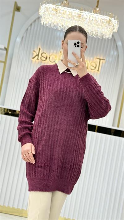 Angora Fitilli Bisiklet Yaka Tunik 140296