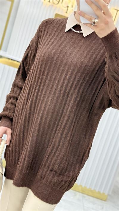 Angora Fitilli Bisiklet Yaka Tunik 140296