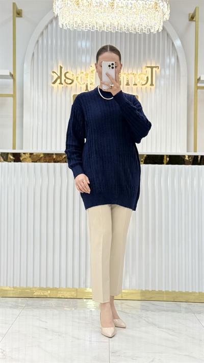 Angora Fitilli Bisiklet Yaka Tunik 140296