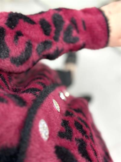 Angora Leopar Desenli Uzun Hırka 101002