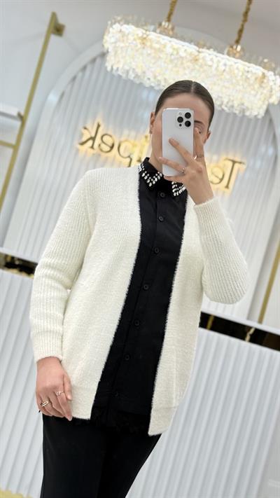 Angora Selanik Örgülü Hırka 7531