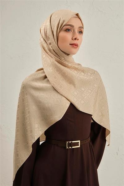 Armine - Pamuk Floş Monogram Zincir Şal 1 (%33 Pamuk %67 Floş) S00OA0444442