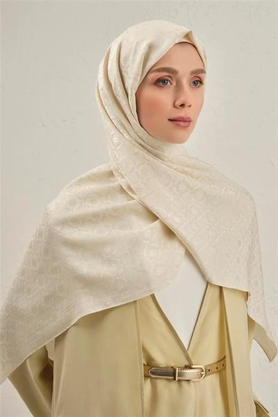 Armine - Pamuk Floş Monogram Zincir Şal 1 (%33 Pamuk %67 Floş) S00OA0444442