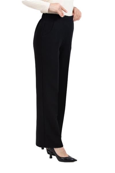 Beli Lastik Detaylı Bol Paça Pantolon Double Kumaş 1496