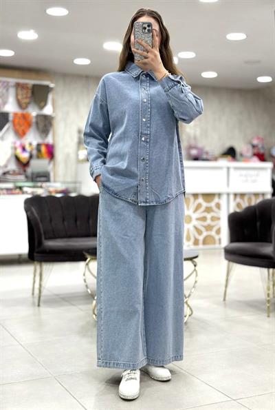 Denim Kot Pantolonlu İkili Takım 7171
