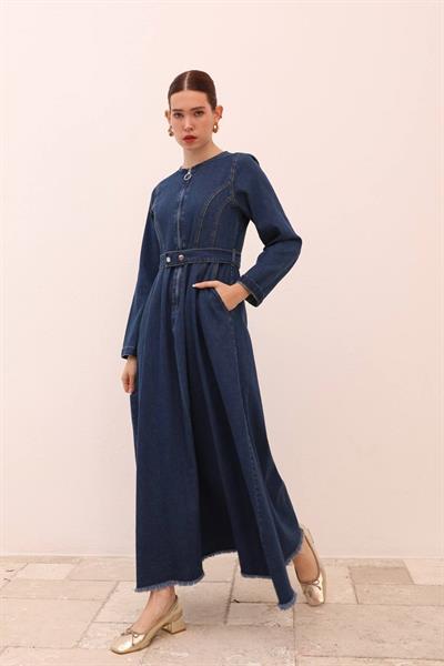 Denim Koyu Mavi Elbise 1498