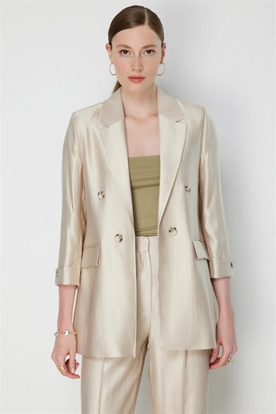 Ekol - Kapak Cepli Vatkalı Ceket Kum