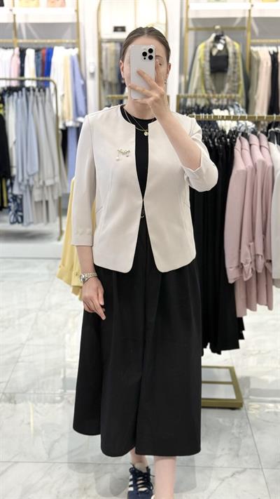 Ekol - Sıfır Yaka Broşlu Ceket 25Y.EKL.CKT.04228.1