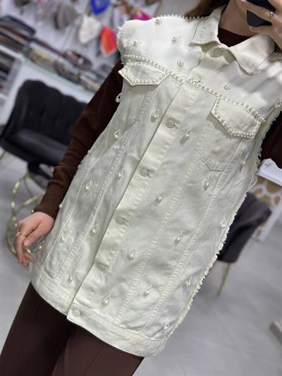 Gabardin Ekru Yelek 7122