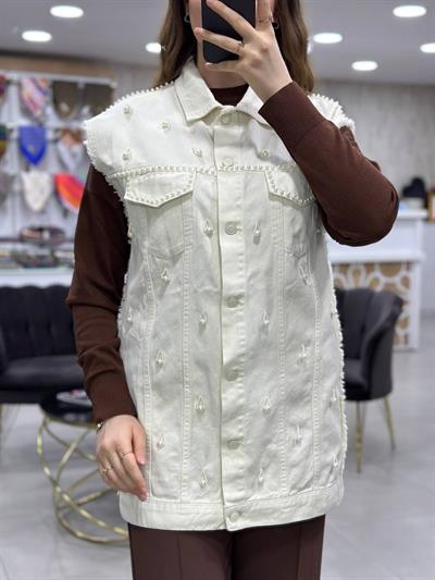 Gabardin Ekru Yelek 7122