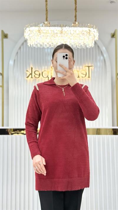 Gömlek Yaka Taşlı Tunik 140443