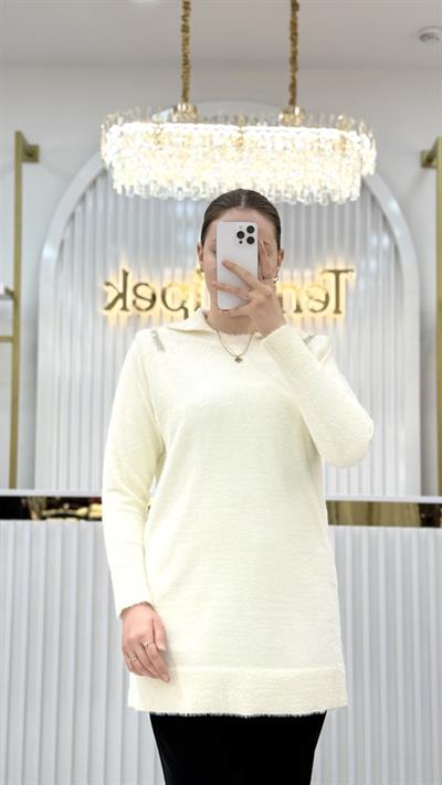 Gömlek Yaka Taşlı Tunik 140443