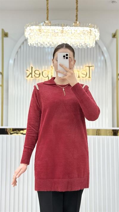 Gömlek Yaka Taşlı Tunik 140443