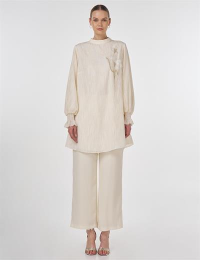 Kayra - Bilekleri Gipe Dikişli İşlemeli Tunik KA-B25-21118