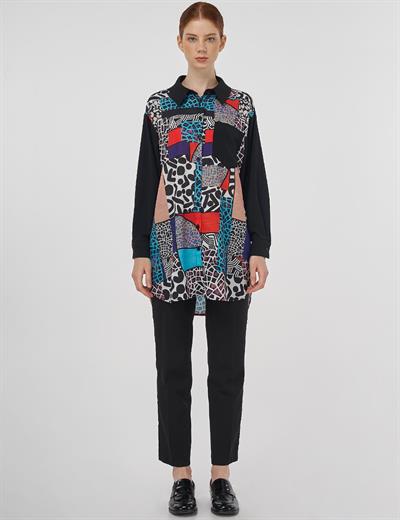 Kayra - Desenli Gömlek Yaka Tunik KA-B25-21222