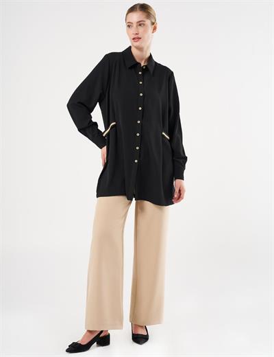Kayra - Grogren Bağlamalı Gömlek Yaka Tunik KA-B25-11004