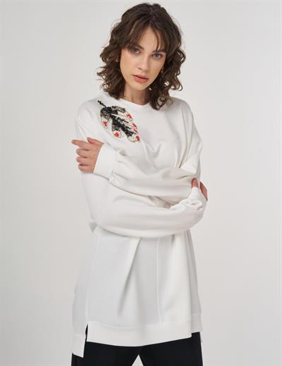 Kayra - İşlemeli Scuba Sweatshirt KA-B25-31009