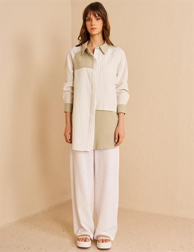 Kayra - Kumaş Garnili Pamuklu Tunik KA-B25-21239