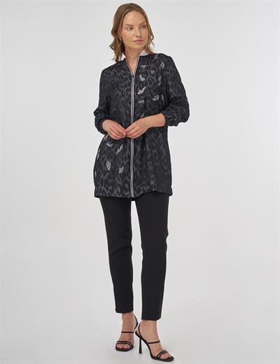 Kayra - Leopar Detaylı Taşlı Ceket KA-B25-13089