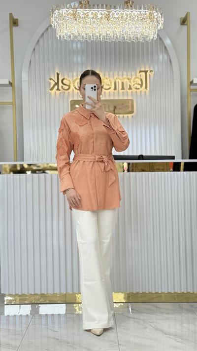 Kayra - Organze Çiçek Detaylı Jakar Tunik KA-B25-21163