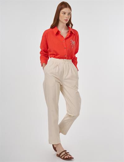 Kayra - Palmiye İşlemeli Pamuklu Tunik KA-B25-21077