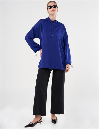 Kayra - Parlak Düğmeli Dik Yaka Tunik KA-B25-21022