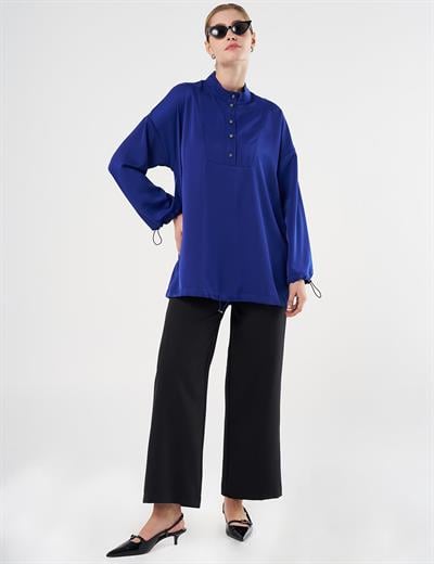 Kayra - Parlak Düğmeli Dik Yaka Tunik KA-B25-21022