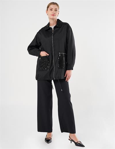 Kayra - Pul İşlemeli Geniş Cepli Ceket KA-B25-13041