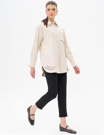 Kayra - Punto Dikişli Aksesuar Detaylı Tunik KA-A24-11026