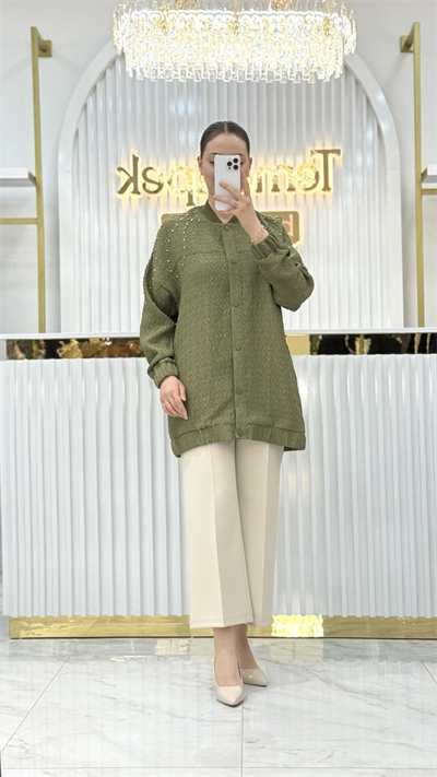 Kayra - Taş İşlemeli Gofreli Ceket KA-B25-13035