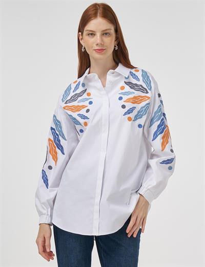 Kayra - Yaprak Nakış Detaylı Gömlek KY-B25-81056