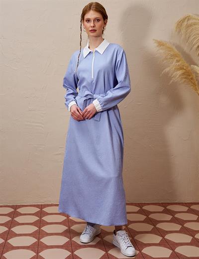 Kayra - Yarım Fermuar Kapamalı Gofreli Elbise KY-B25-83014