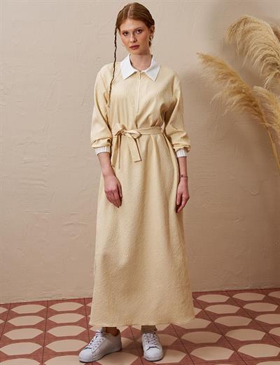 Kayra - Yarım Fermuar Kapamalı Gofreli Elbise KY-B25-83014