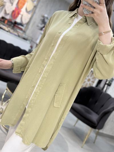 Kol Katlama Detaylı Oversize Tensel Tunik 7277
