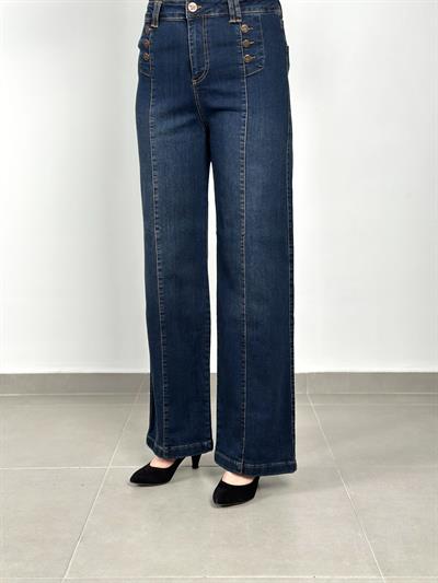 La Carte Jeans - Düğme Detaylı Bol Paça Kot Pantolon 70001