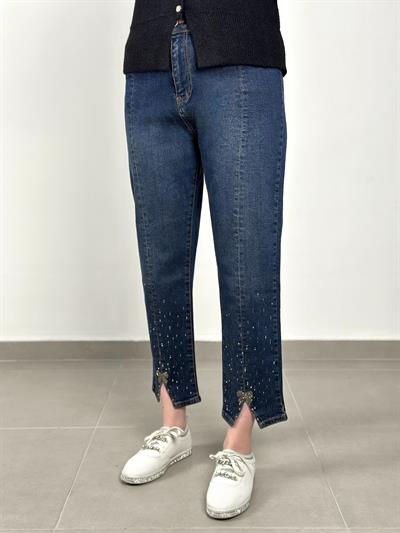 La Carte Jeans - Paça Kurdele Detaylı Taşlı Mom Jean 6005